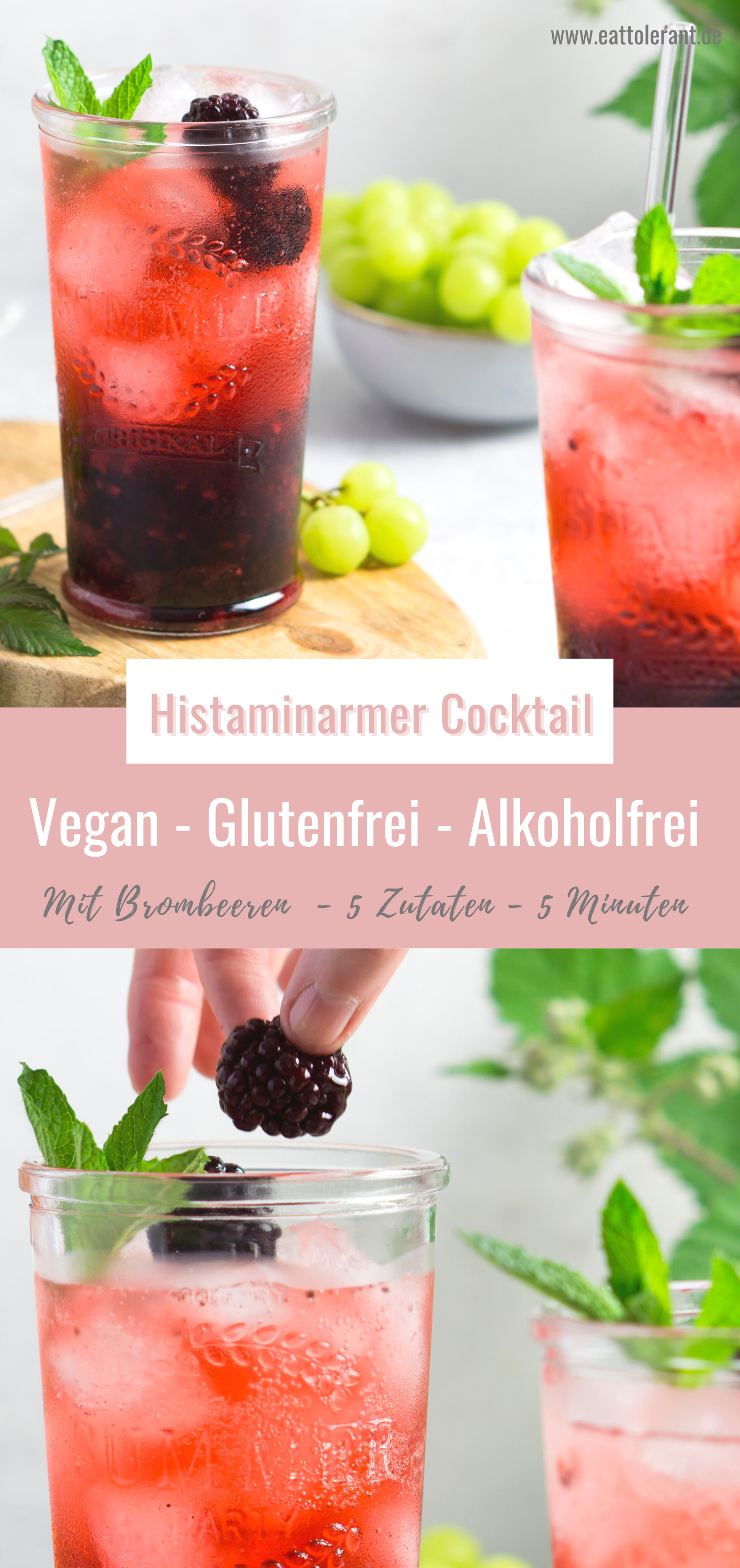 Histaminarmer Sommer Cocktail - Brombeer Spritz - eattolerant