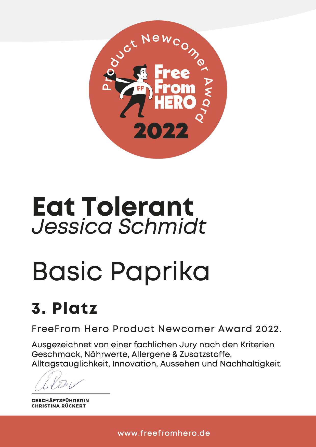 Basic Paprika FreeFrom Hero Award 2022